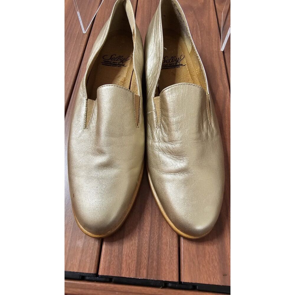 Selby Moc Fit Metallic Gold Brazilian Handcrafted Leather Loafers Shoes 8.5‎ AA